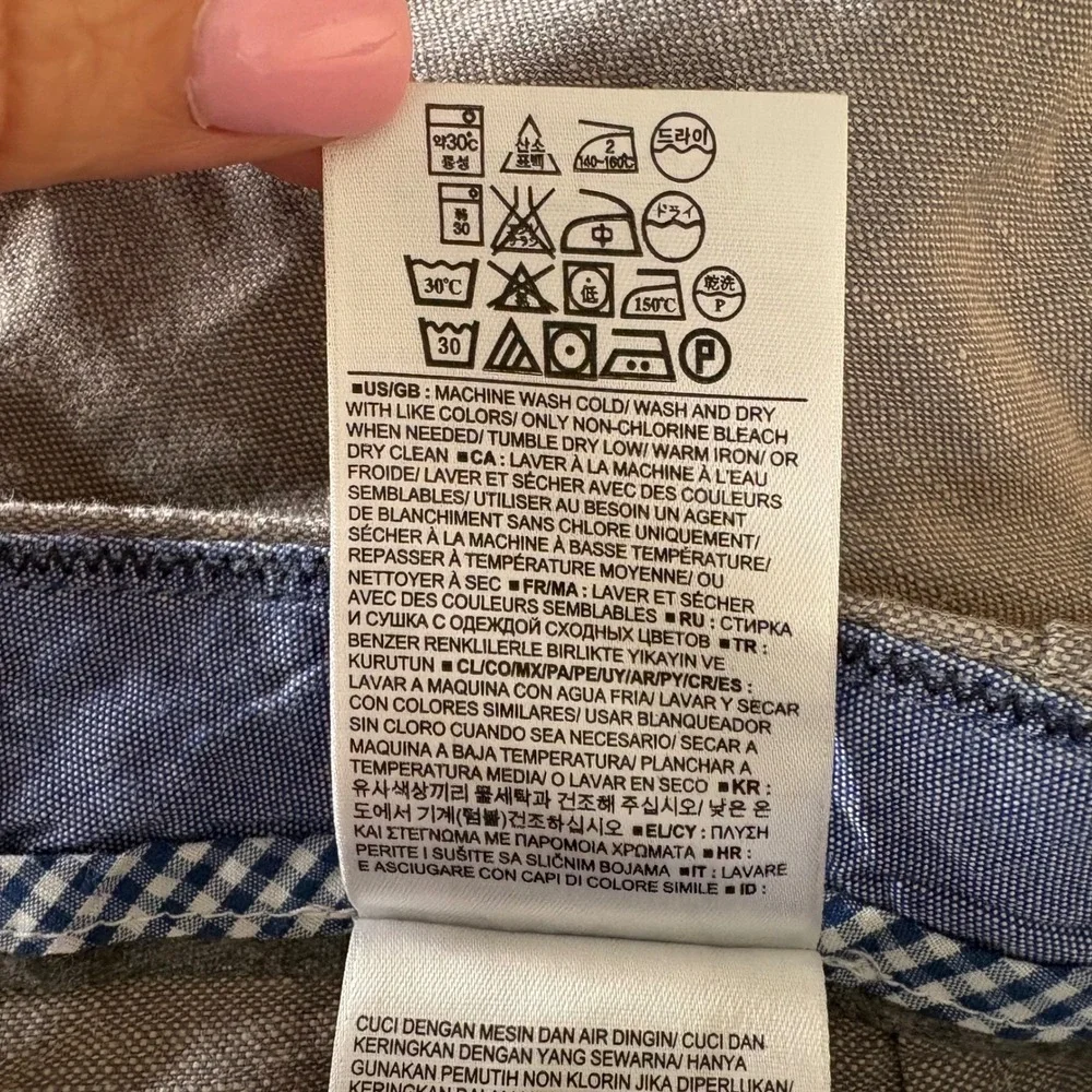 Banana Republic Aiden Shorts Mens 42 Gray Linen‎ Cotton Flat Front Casual Summer